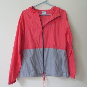 Pink & Grey Columbia Water Wicking Rain Jacket size Large Gray